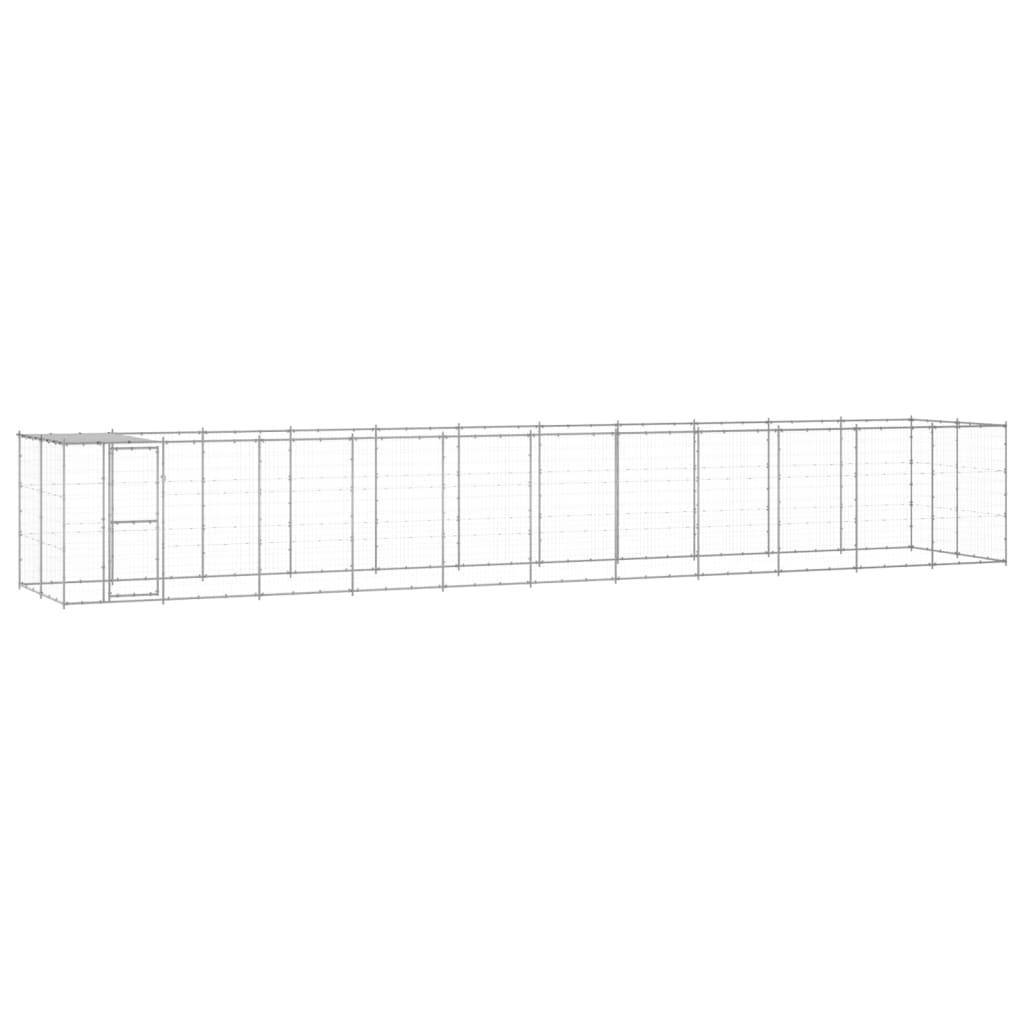 Helloshop26 - Chenil extérieur cage enclos parc animaux chien extérieur acier galvanisé avec toit 26,62 m² - Image 1