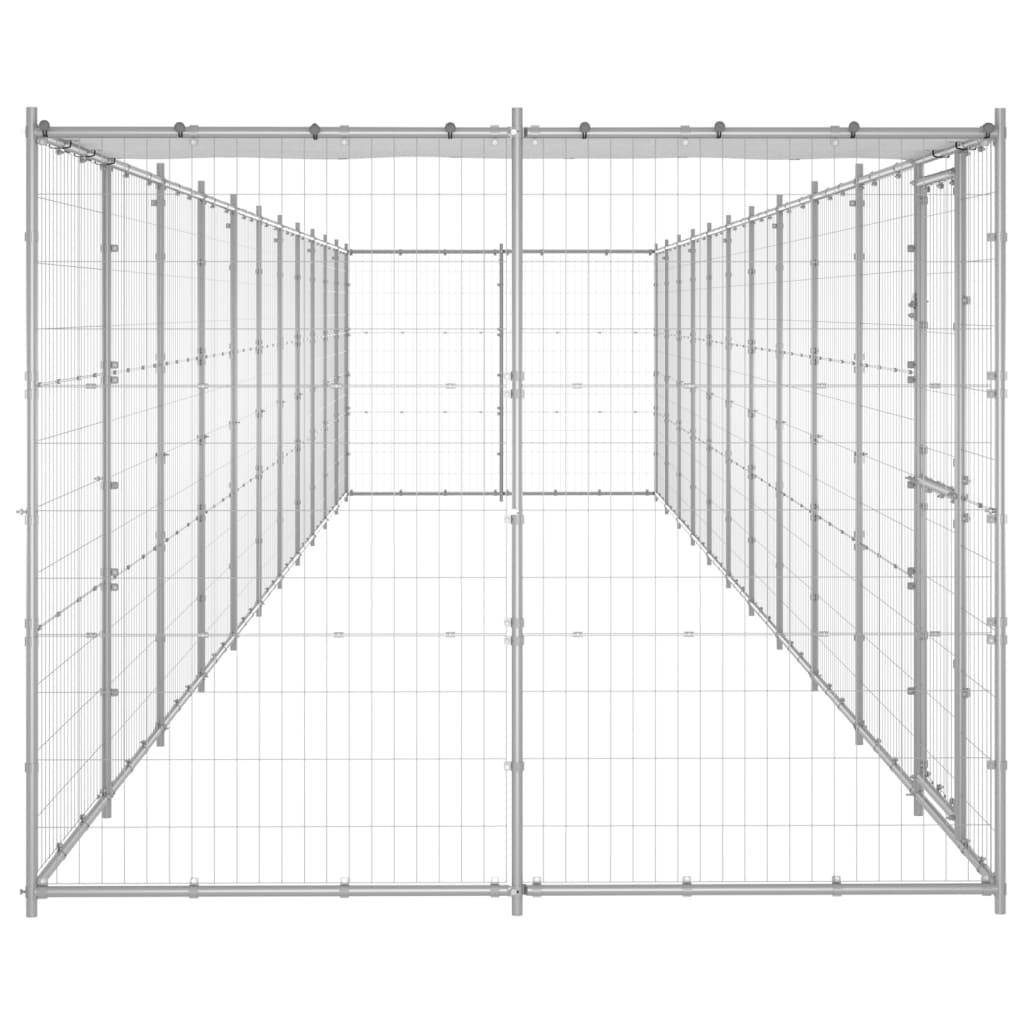 Helloshop26 - Chenil extérieur cage enclos parc animaux chien extérieur acier galvanisé avec toit 26,62 m² - Image 4