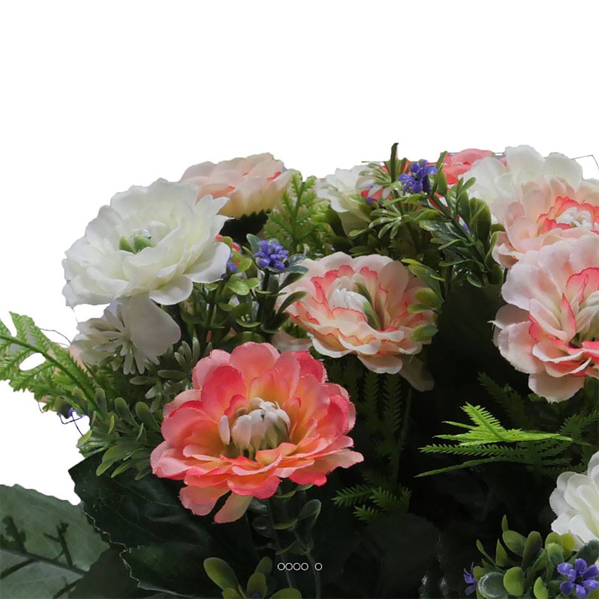 Artificielles - Pot fleurs artificielles pour le cimetière renoncules fleurettes H 36 cm D 30 cm Rose saumon - couleur: Rose saumon - Image 3