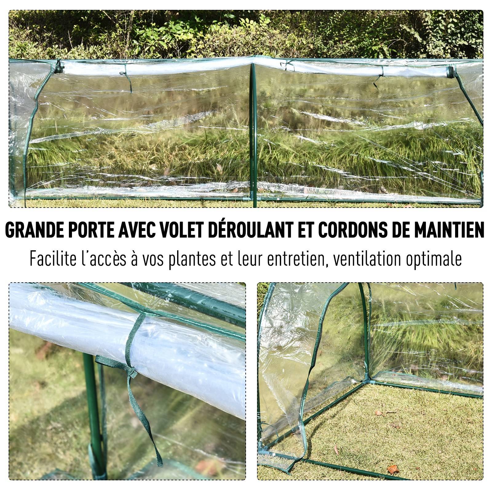 Mini serre tunnel Métal pour tomates et légumes Protection intempéries 250x100cm - ComfortXL Outdoor Living - Image 6