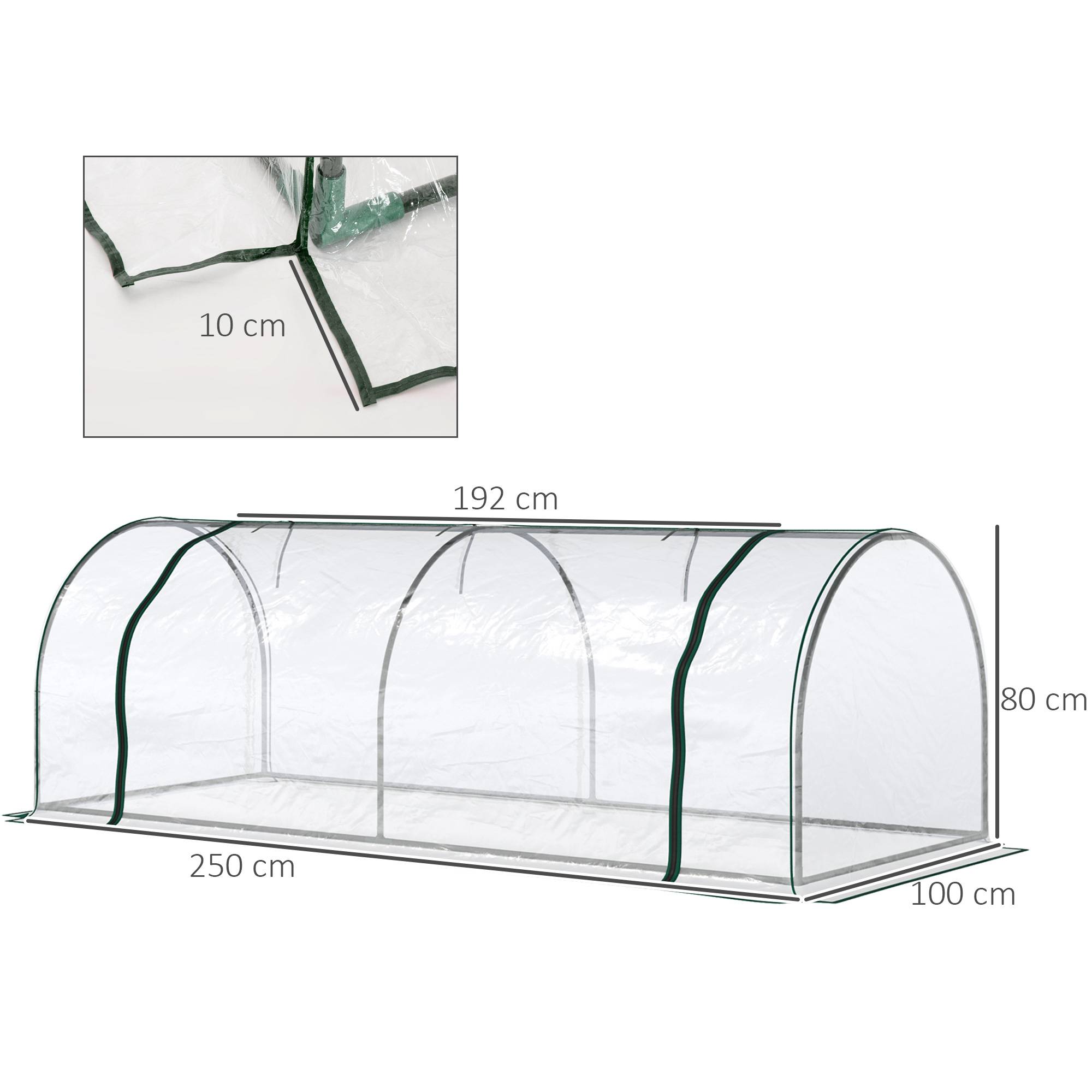 Mini serre tunnel Métal pour tomates et légumes Protection intempéries 250x100cm - ComfortXL Outdoor Living - Image 4