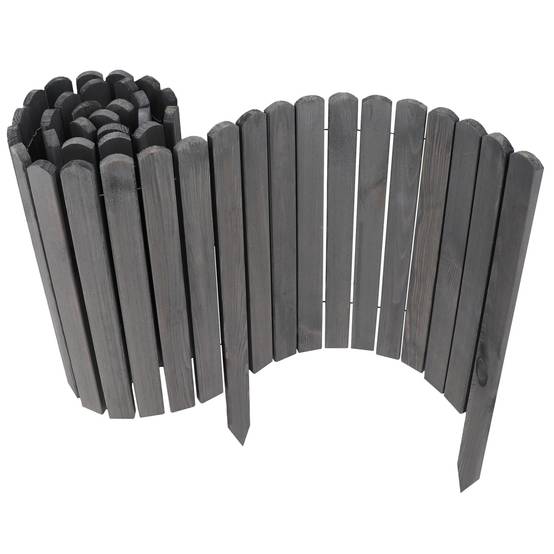 Clôture bois rouleau Gris 30x200 cm – Bordure jardin haute, délimitation massif, pelouse, allée - Image 2