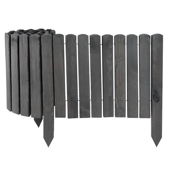 Clôture bois rouleau Gris 30x200 cm – Bordure jardin haute, délimitation massif, pelouse, allée - Image 1