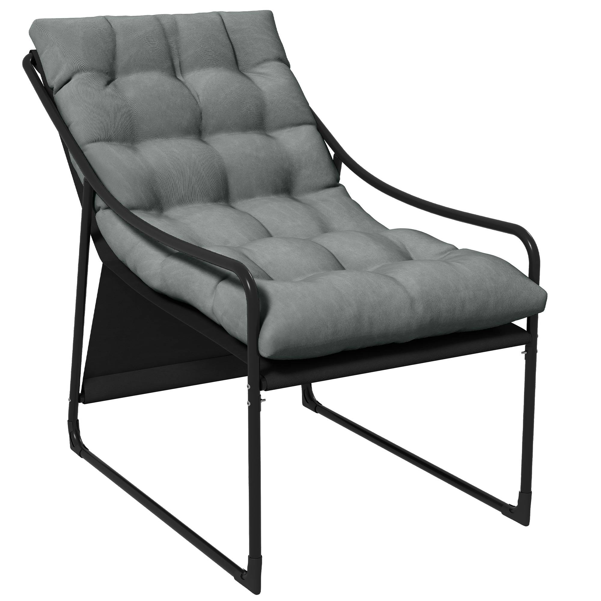 Fauteuil de jardin acier gris noir 62 x 110 x 88 cm - PANGIVO - Image 1