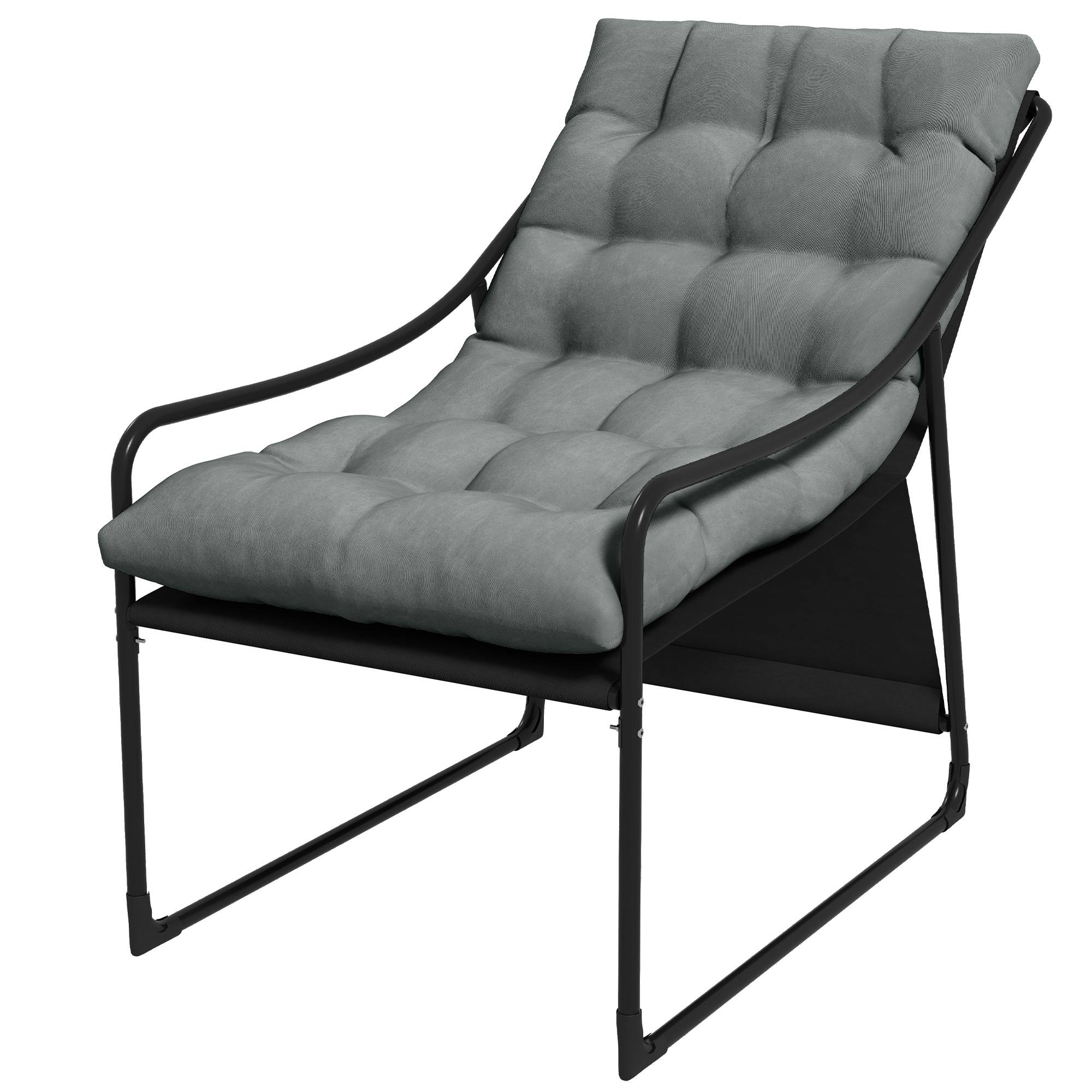 Fauteuil de jardin acier gris noir 62 x 110 x 88 cm - PANGIVO - Image 2