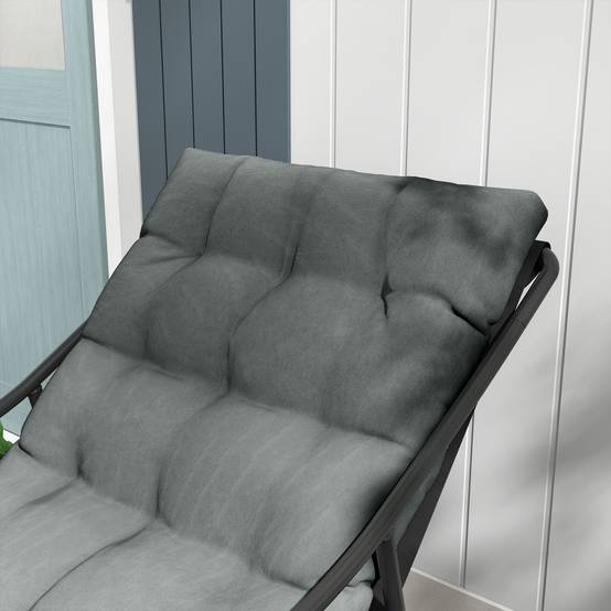Fauteuil de jardin acier gris noir 62 x 110 x 88 cm - PANGIVO - Image 10