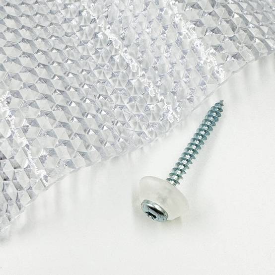 MK PC DIAMONDS vis galvanisées M5 x 50 mm pour bois avec rondelle d'étanchéité transparente, pour revêtement en polycarbonate, 50 pièces - Image 1