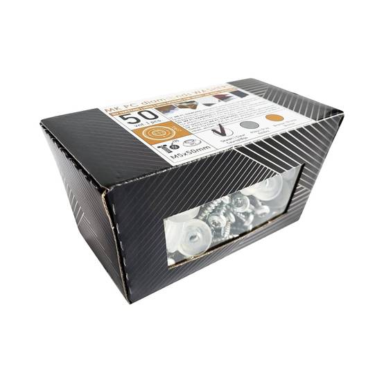 MK PC DIAMONDS vis galvanisées M5 x 50 mm pour bois avec rondelle d'étanchéité transparente, pour revêtement en polycarbonate, 50 pièces - Image 6