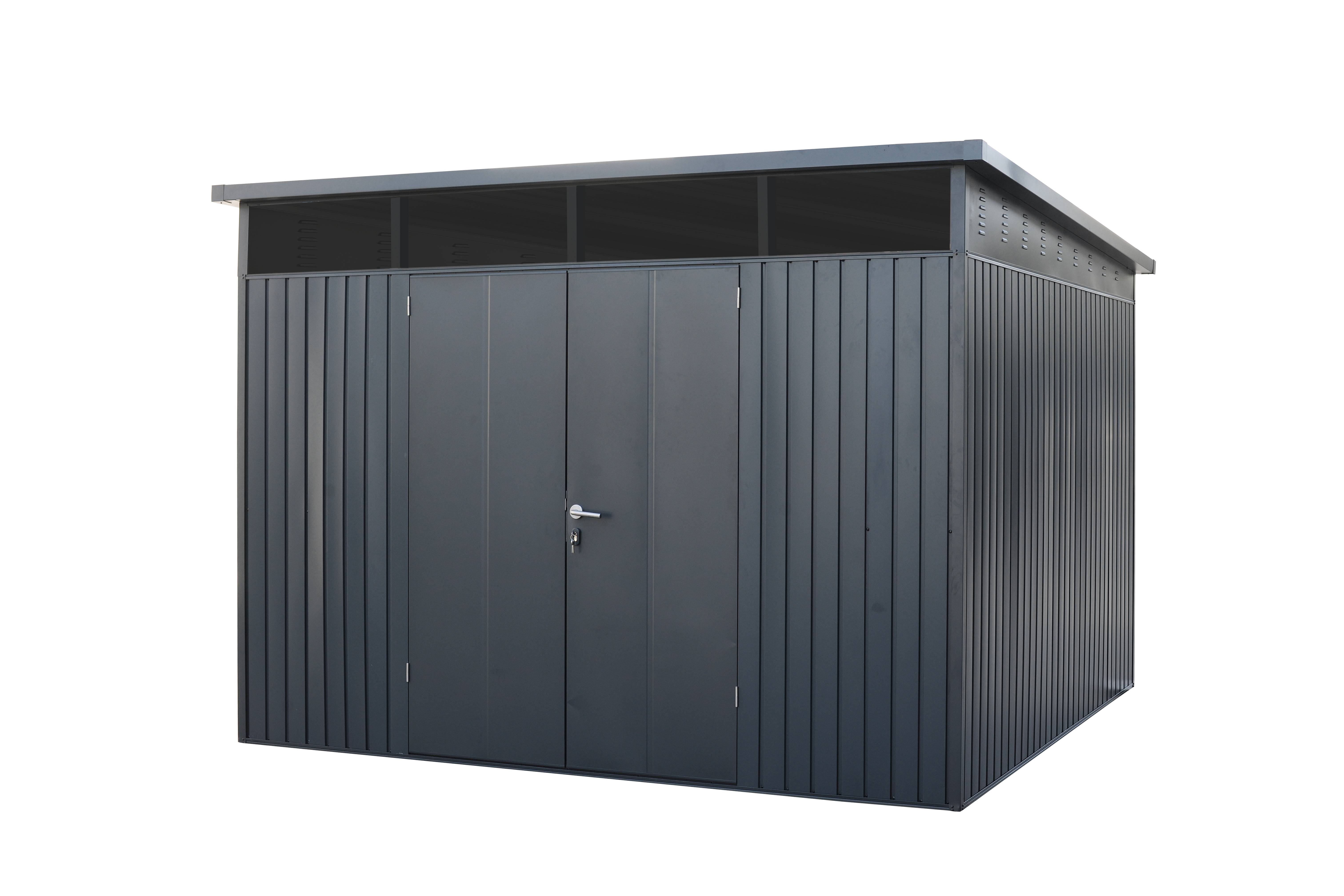 Abri de jardin métal gris TechProtect 3,10 x 3,10 m 9,6 m² - Green Outside - Image 1