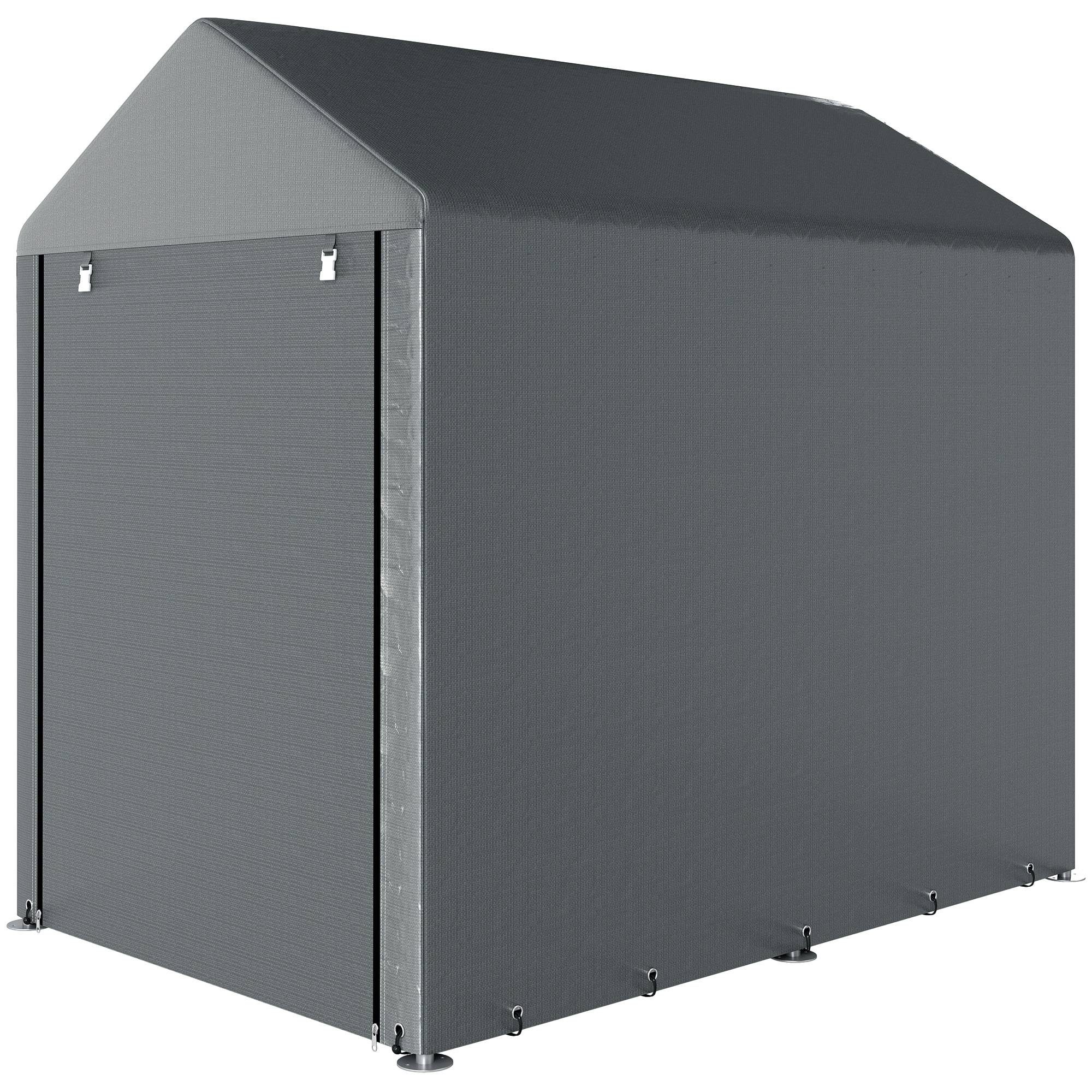 Tente pour vélo et moto 1,2 x 1,8 x 1,65 m, 2 pièces, porte zippée, imperméable, résistante aux UV, gris foncé - Image 2