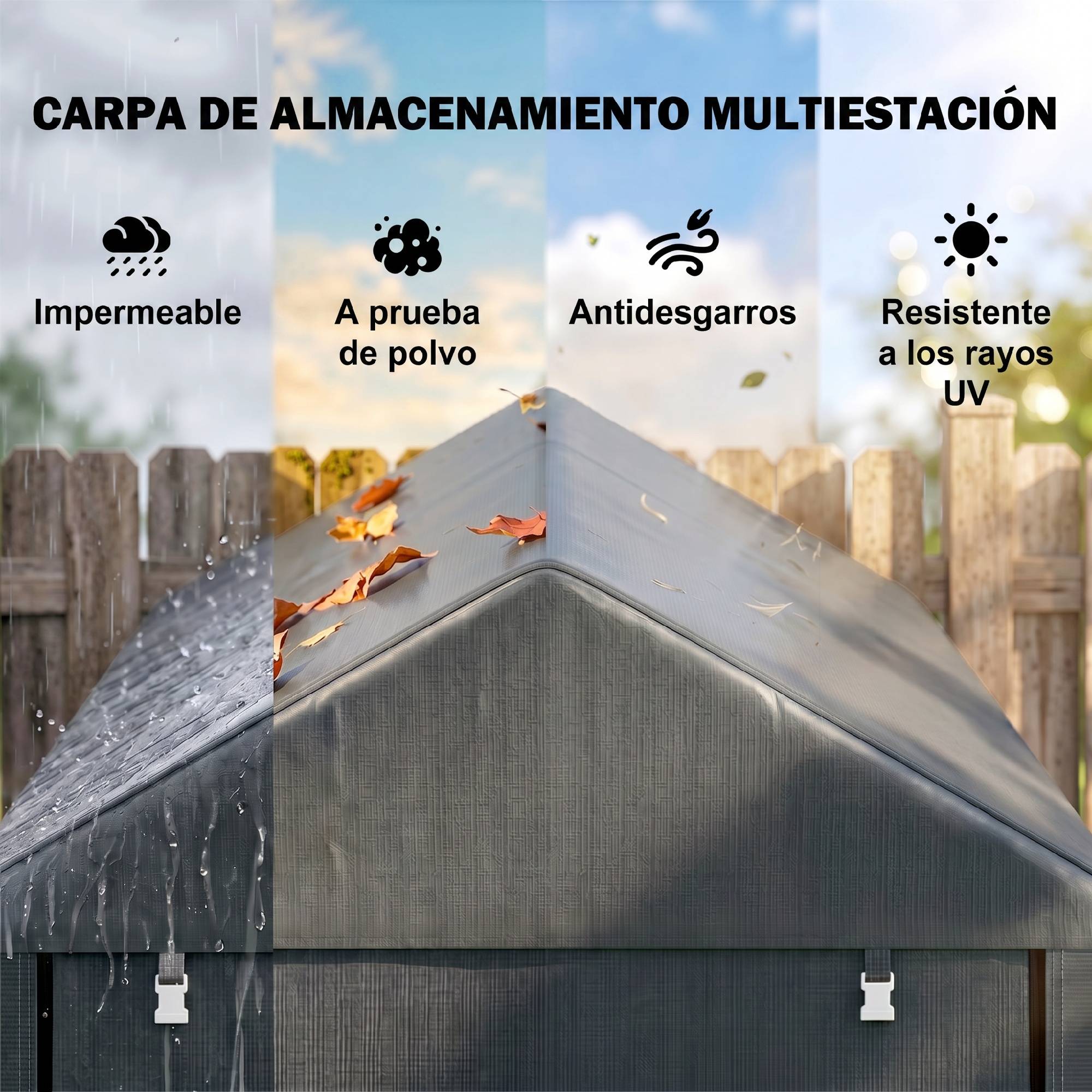 Tente pour vélo et moto 1,2 x 1,8 x 1,65 m, 2 pièces, porte zippée, imperméable, résistante aux UV, gris foncé - Image 6