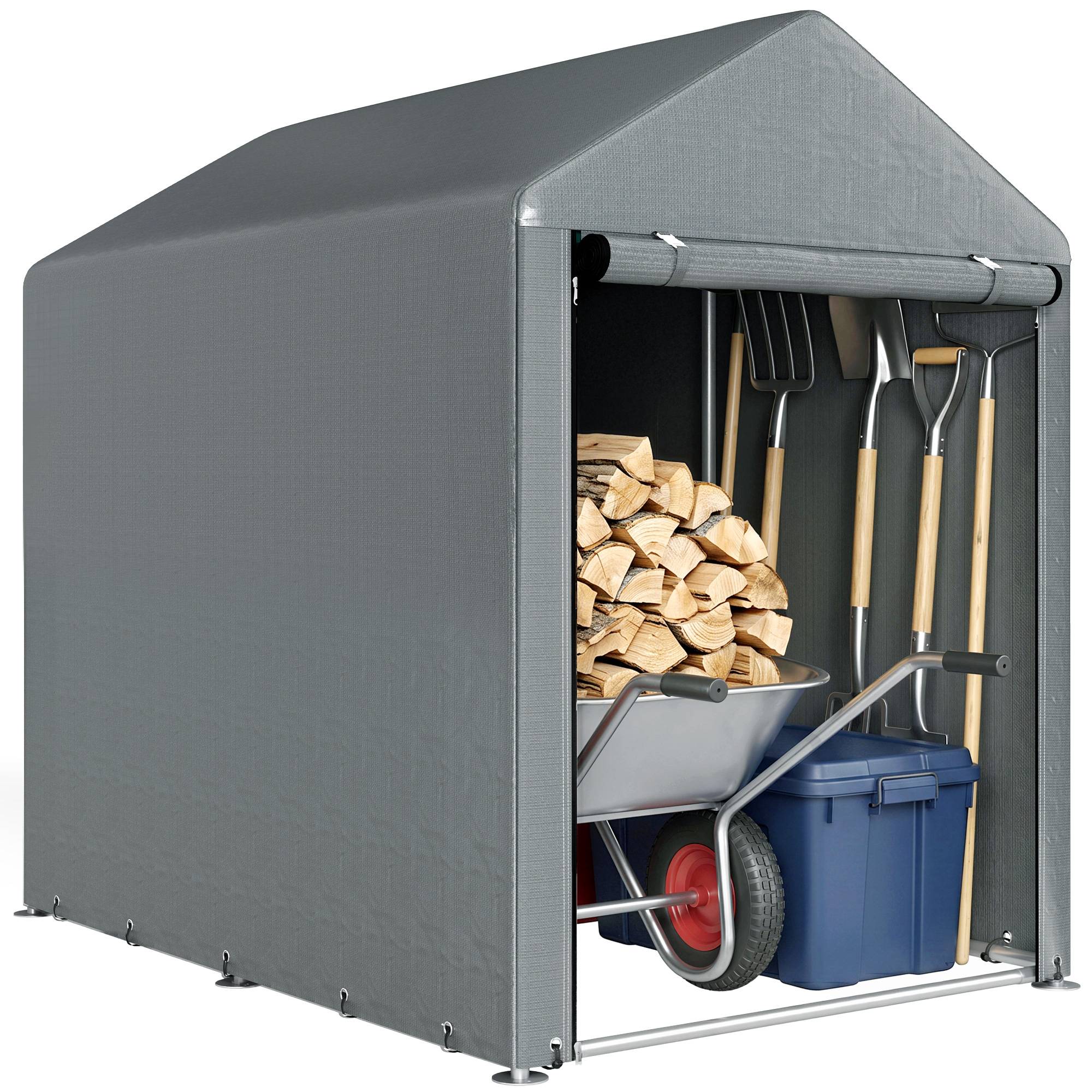 Tente pour vélo et moto 1,2 x 1,8 x 1,65 m, 2 pièces, porte zippée, imperméable, résistante aux UV, gris foncé - Image 1