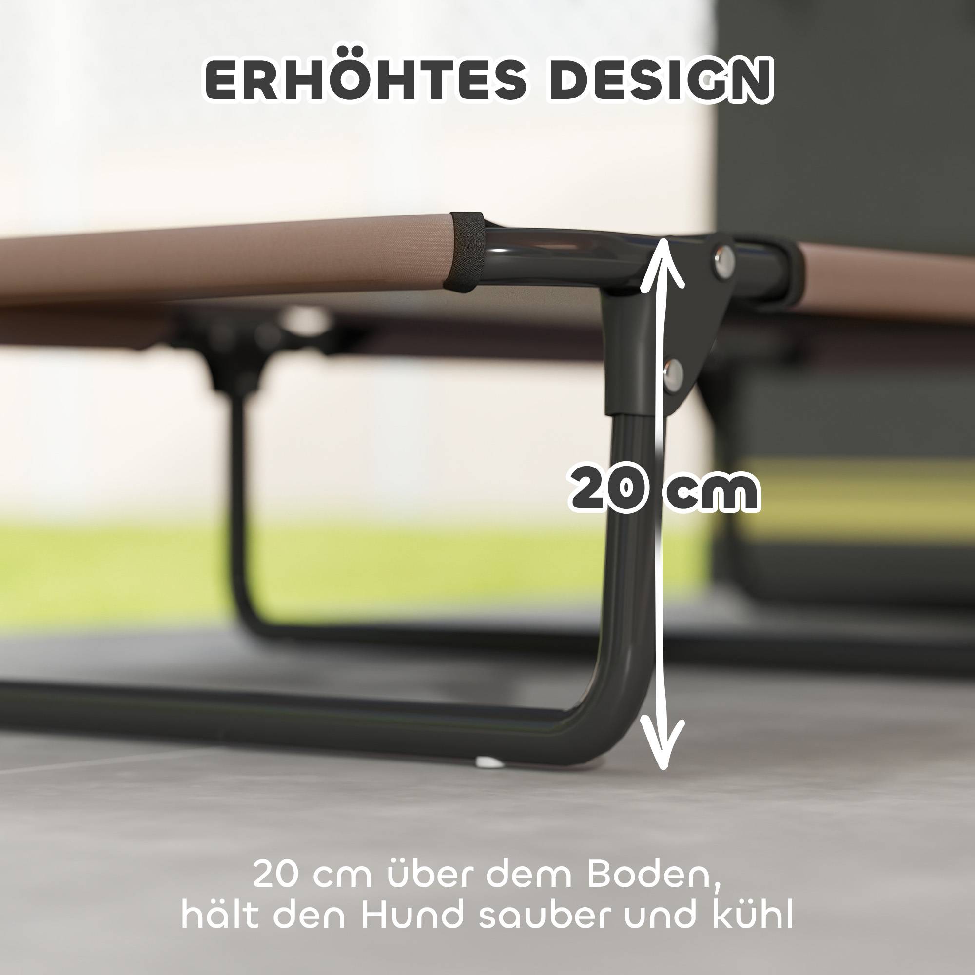 ComfortXL - Lit surélevé pour chien acier et polyester marron 107 x 61 x 20 cm pliable intérieur extérieur maille respirante - Image 4