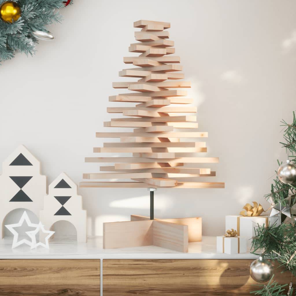 ComfortXL - Sapin de Noël en bois massif de pin rotatif pour décoration 80 cm Brun – ComfortXL Outdoor Living - Image 1