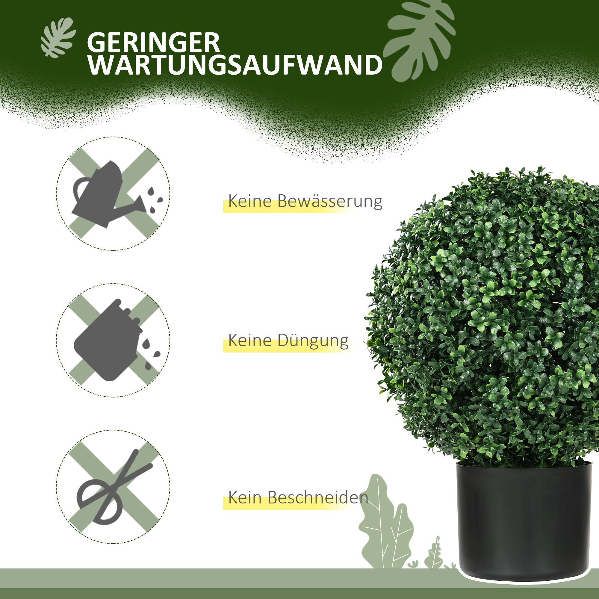 Plante artificielle de buis, forme boule, 52x40 cm, vert - Image 8