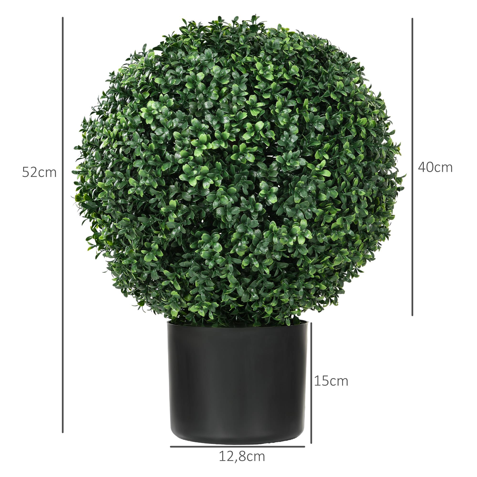 Plante artificielle de buis, forme boule, 52x40 cm, vert - Image 5