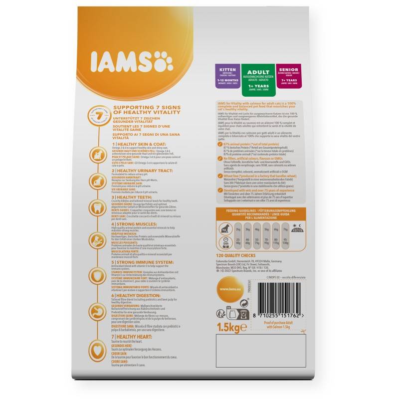Croquettes chat saumon - IAMS for Vitality 1,5 kg - Image 2