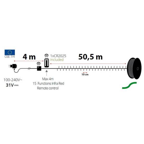 Lotti - Guirlande extérieure 50m 500 LED Diamant multicolore 8 jeux dimmable télécommande câble vert Lotti - Image 2
