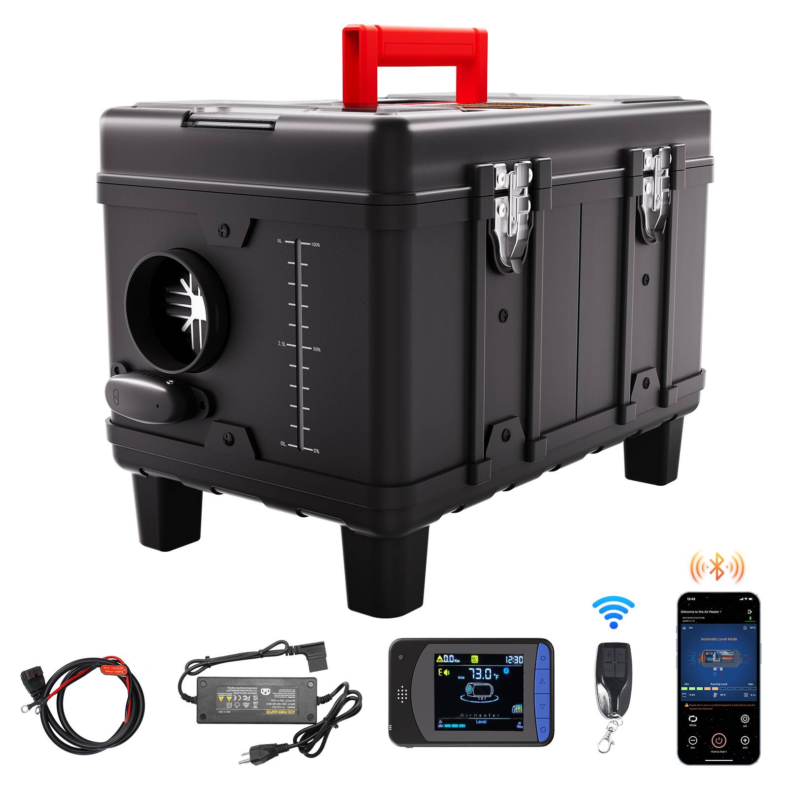 Vevor - VEVOR Chauffage diesel 8kW tout-en-un 12/24V, Bluetooth, télécom., écran, alarme CO - Image 1