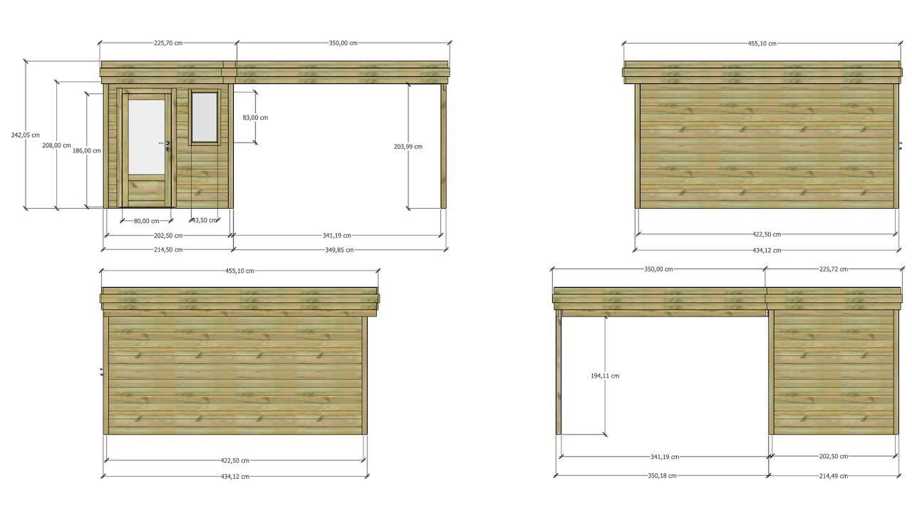 Abri Français - ABRI DE JARDIN bois Pin traité autoclave 27mm - 5,64x4,34m / 24m2 - Bac acier - Abri Français - Image 4