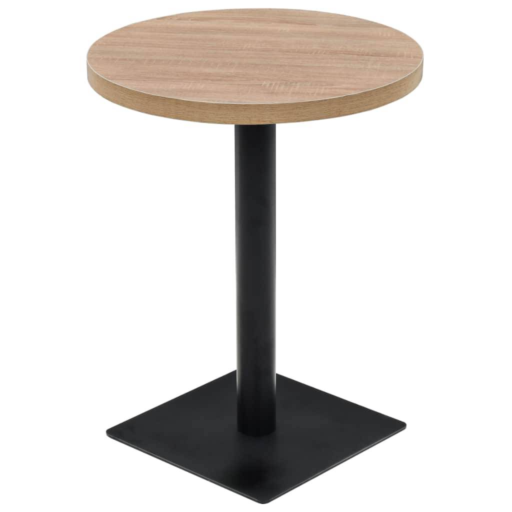 Helloshop26 - Table haute mange debout bar bistrot MDF et acier rond 60 cm chêne beige - Image 1