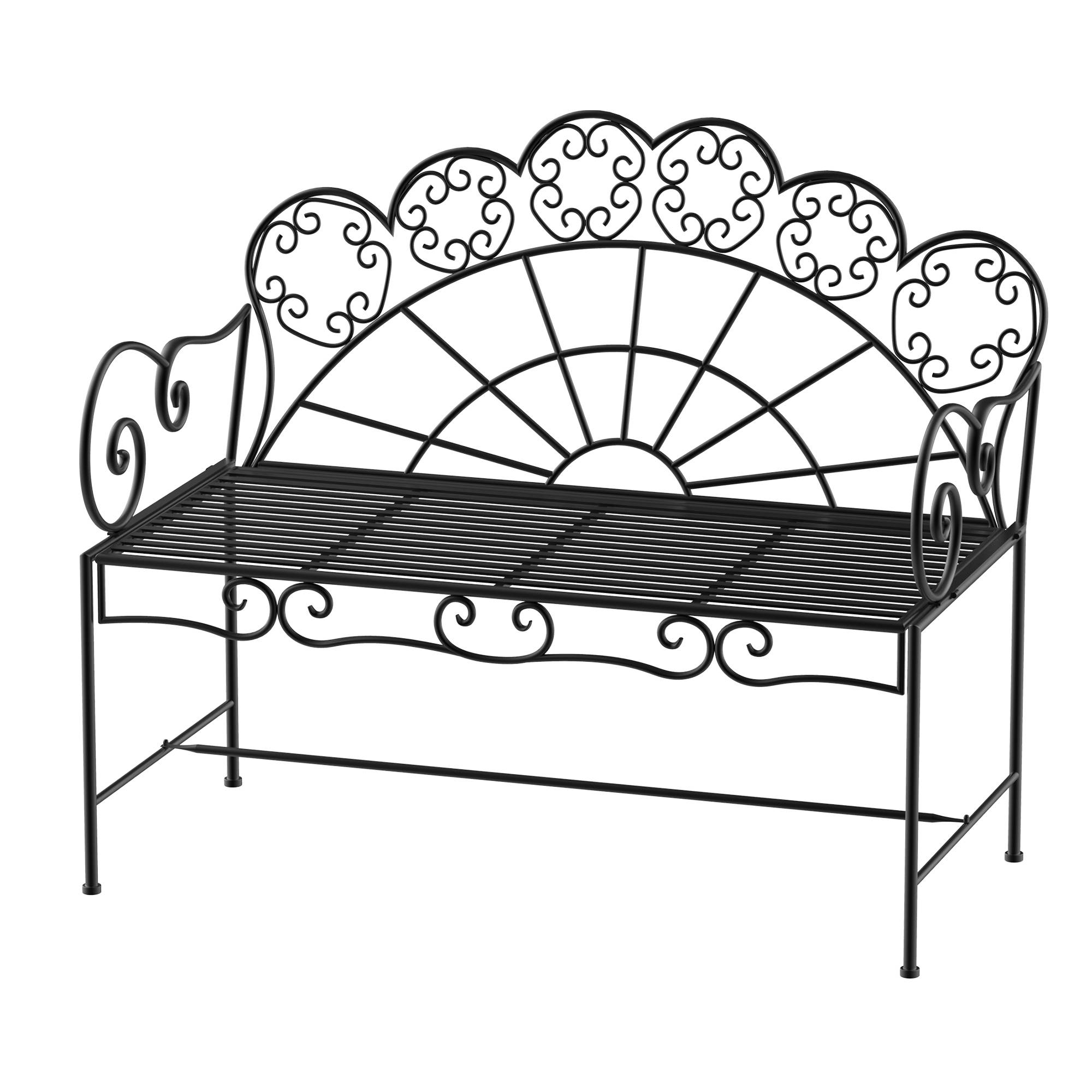 PANGIVO - Banc de jardin métal noir 107 x 55.5 x 90.5 cm - PANGIVO