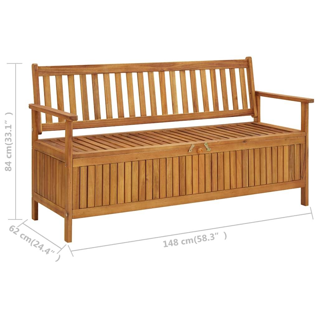 Banc coffre rangement bois acacia patio avec grand compartiment 148 cm - ComfortXL Outdoor Living - Image 8