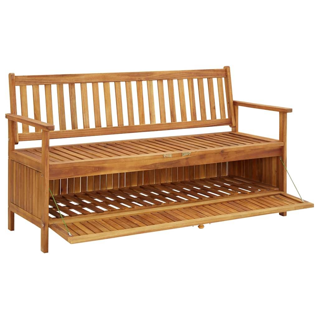 Banc coffre rangement bois acacia patio avec grand compartiment 148 cm - ComfortXL Outdoor Living - Image 5