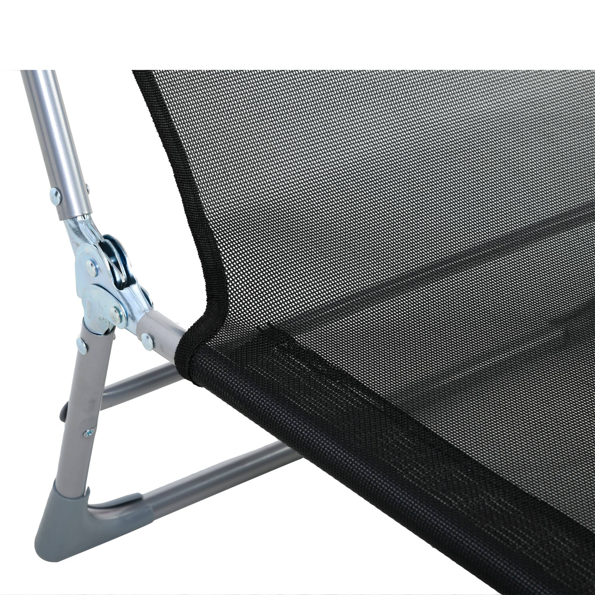 Bain de soleil transat chaise longue inclinable pliable avec oreiller dossier réglable sur 5 niveaux noir - Image 9