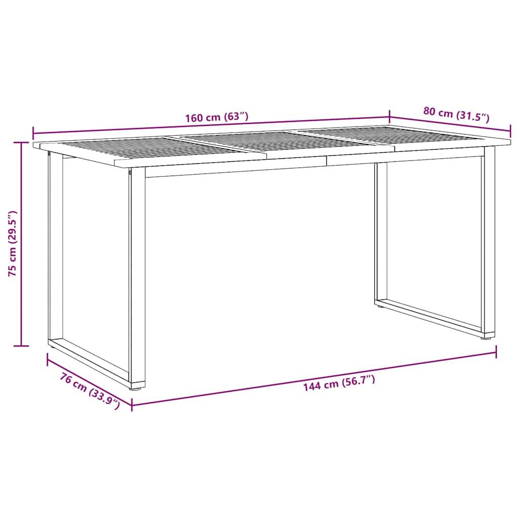Table de jardin gris bois d'acacia massif 160 x 80 x 75 cm, Poids :19kg - PANGIVO - Image 8