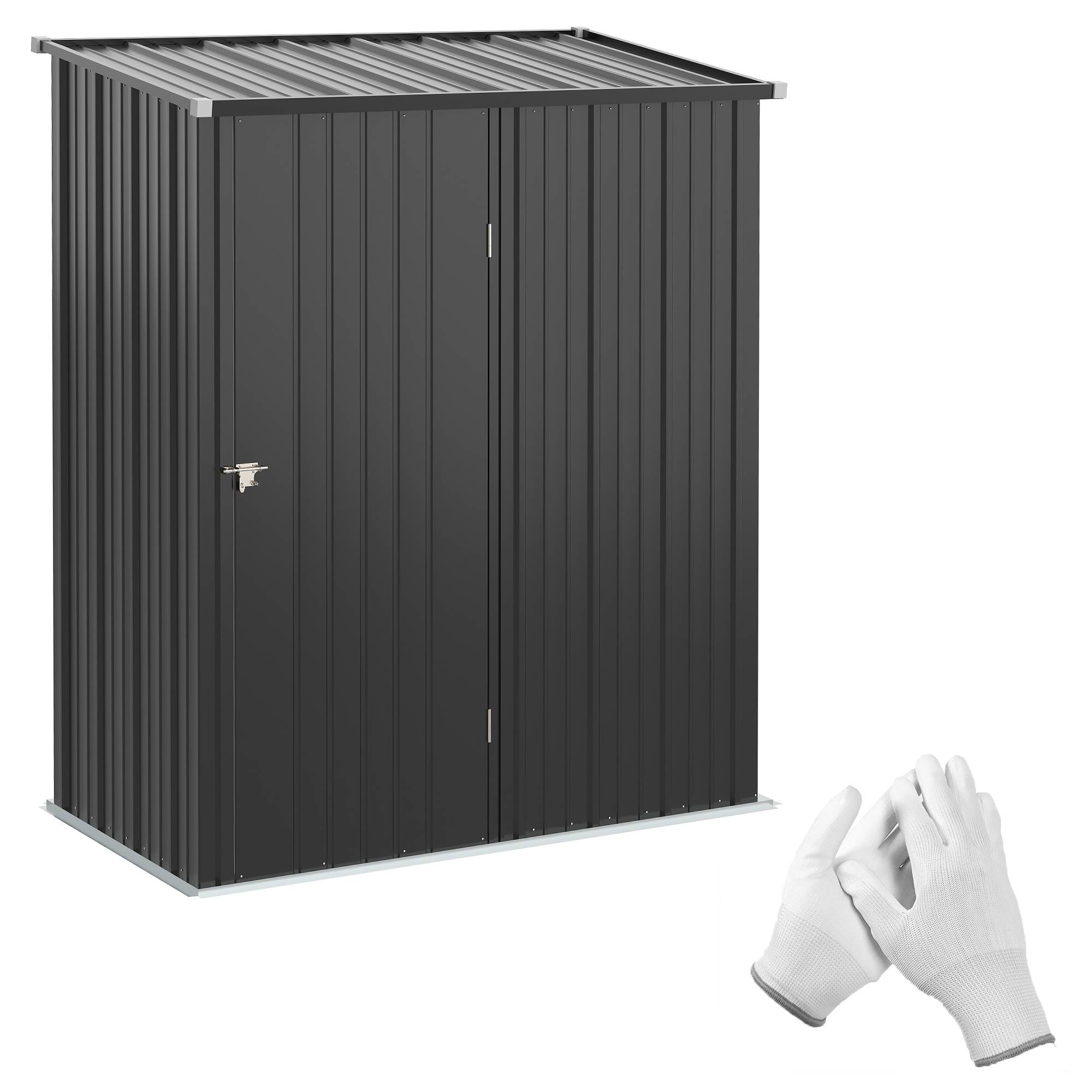 Abri Jardin Métal Acier Galvanisé Toit Pente Rangement Outils 1,34m² Noir - ComfortXL Outdoor Living - Image 2
