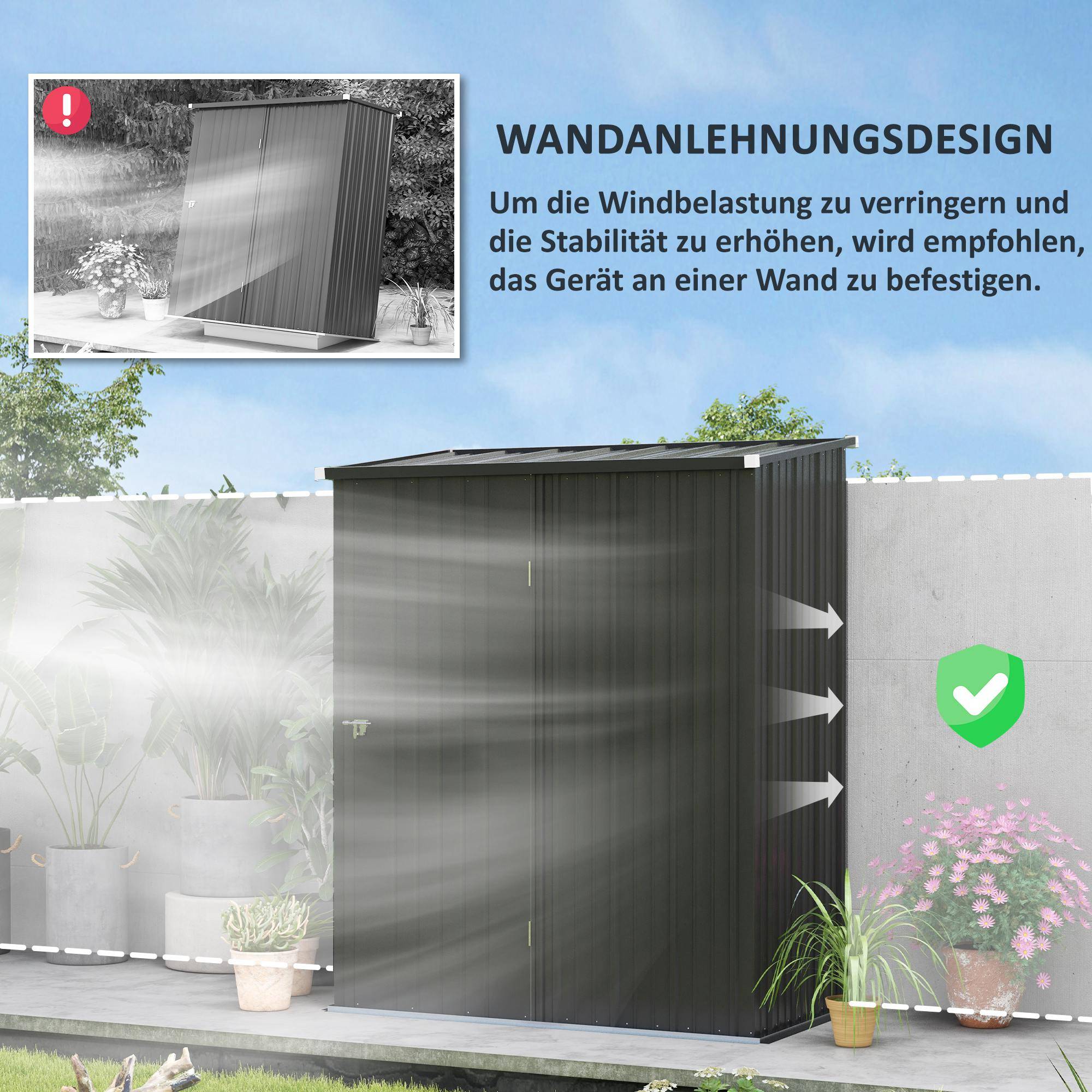 Abri Jardin Métal Acier Galvanisé Toit Pente Rangement Outils 1,34m² Noir - ComfortXL Outdoor Living - Image 6
