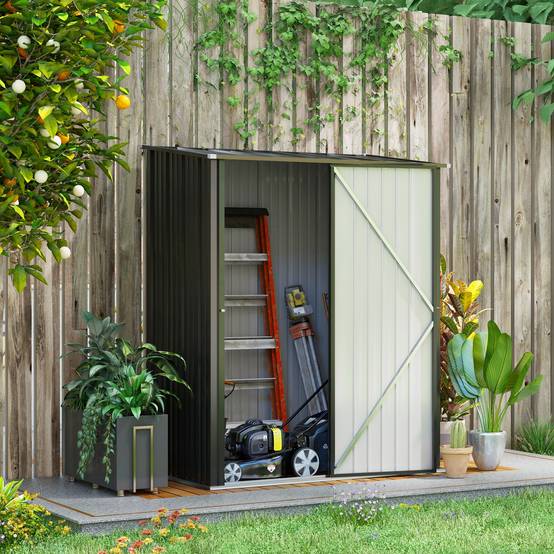 Abri Jardin Métal Acier Galvanisé Toit Pente Rangement Outils 1,34m² Noir - ComfortXL Outdoor Living - Image 1