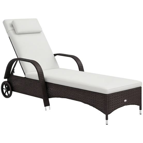 PANGIVO - Bain de soleil résine tressée marron et crème 200 x 73 x 103 cm - PANGIVO - Image 1