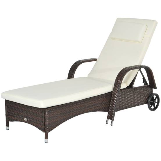 PANGIVO - Bain de soleil résine tressée marron et crème 200 x 73 x 103 cm - PANGIVO - Image 2