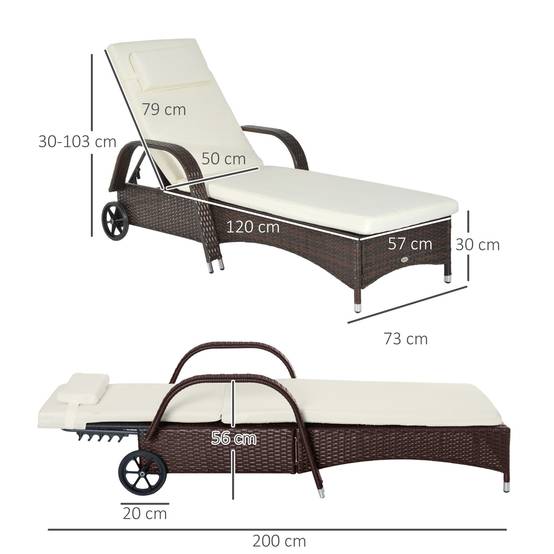 PANGIVO - Bain de soleil résine tressée marron et crème 200 x 73 x 103 cm - PANGIVO - Image 5