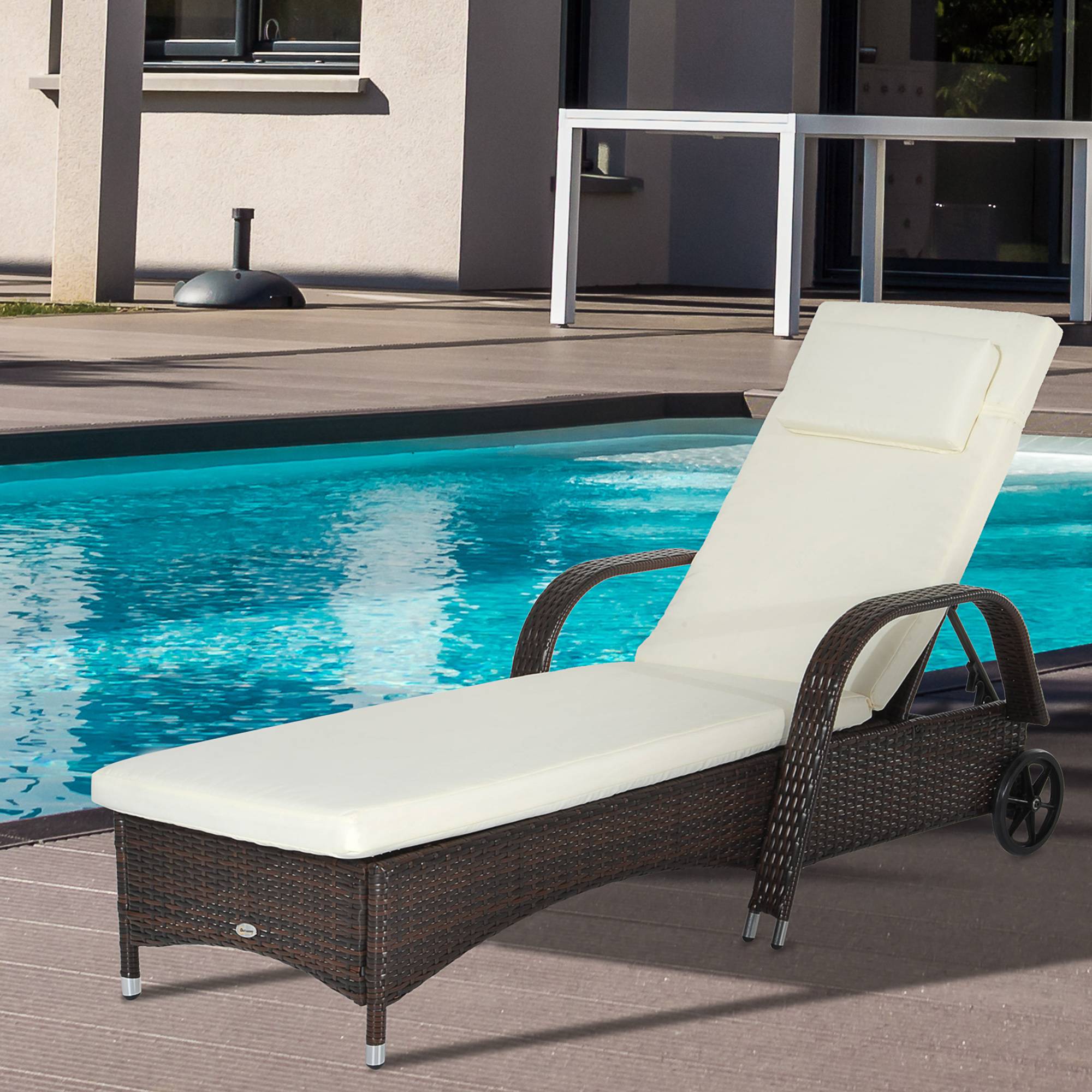 PANGIVO - Bain de soleil résine tressée marron et crème 200 x 73 x 103 cm - PANGIVO - Image 4