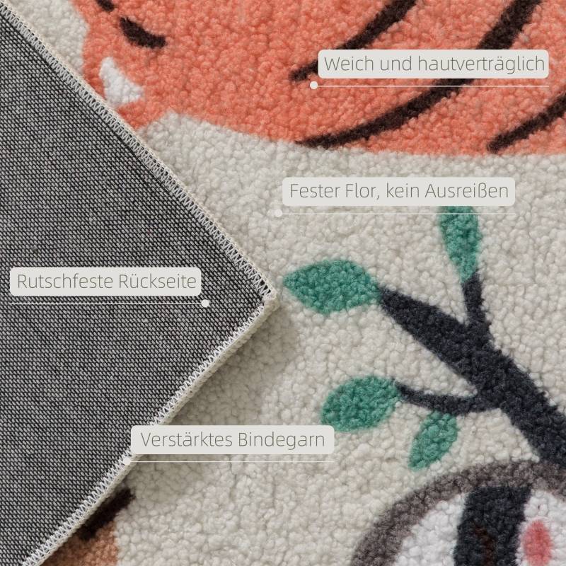 Tapis Salon Motif Jungle Polaire Doux 160x120 cm Antidérapant Multicolore - ComfortXL Outdoor Living - Image 4