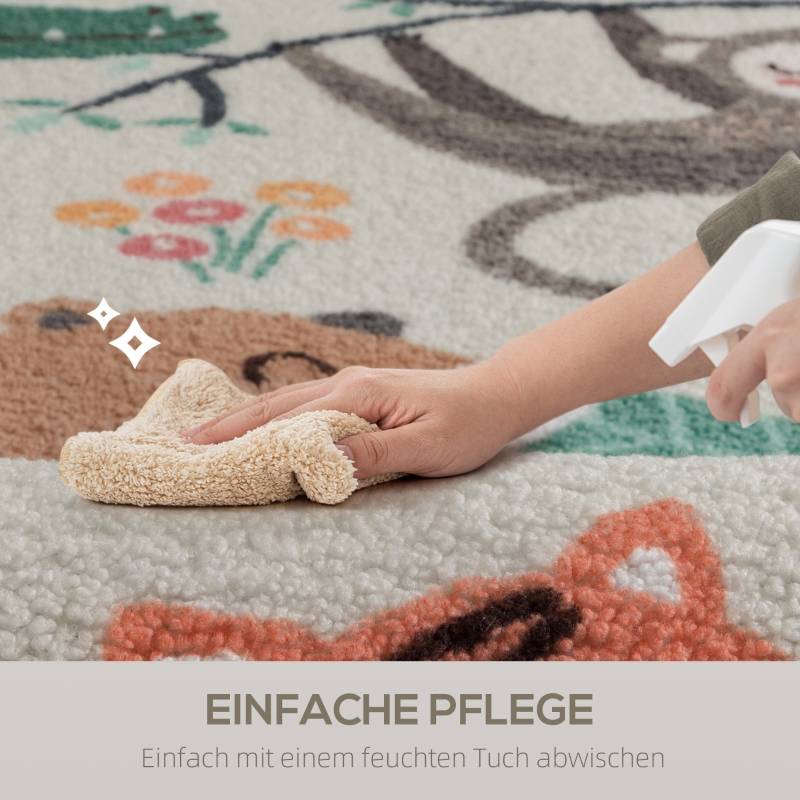 Tapis Salon Motif Jungle Polaire Doux 160x120 cm Antidérapant Multicolore - ComfortXL Outdoor Living - Image 5