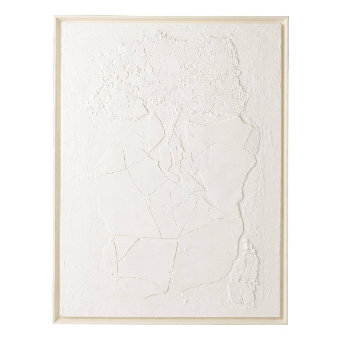 J-Line - Tableau Effet Plâtre "Morceau" 90x120cm Blanc - Image 1