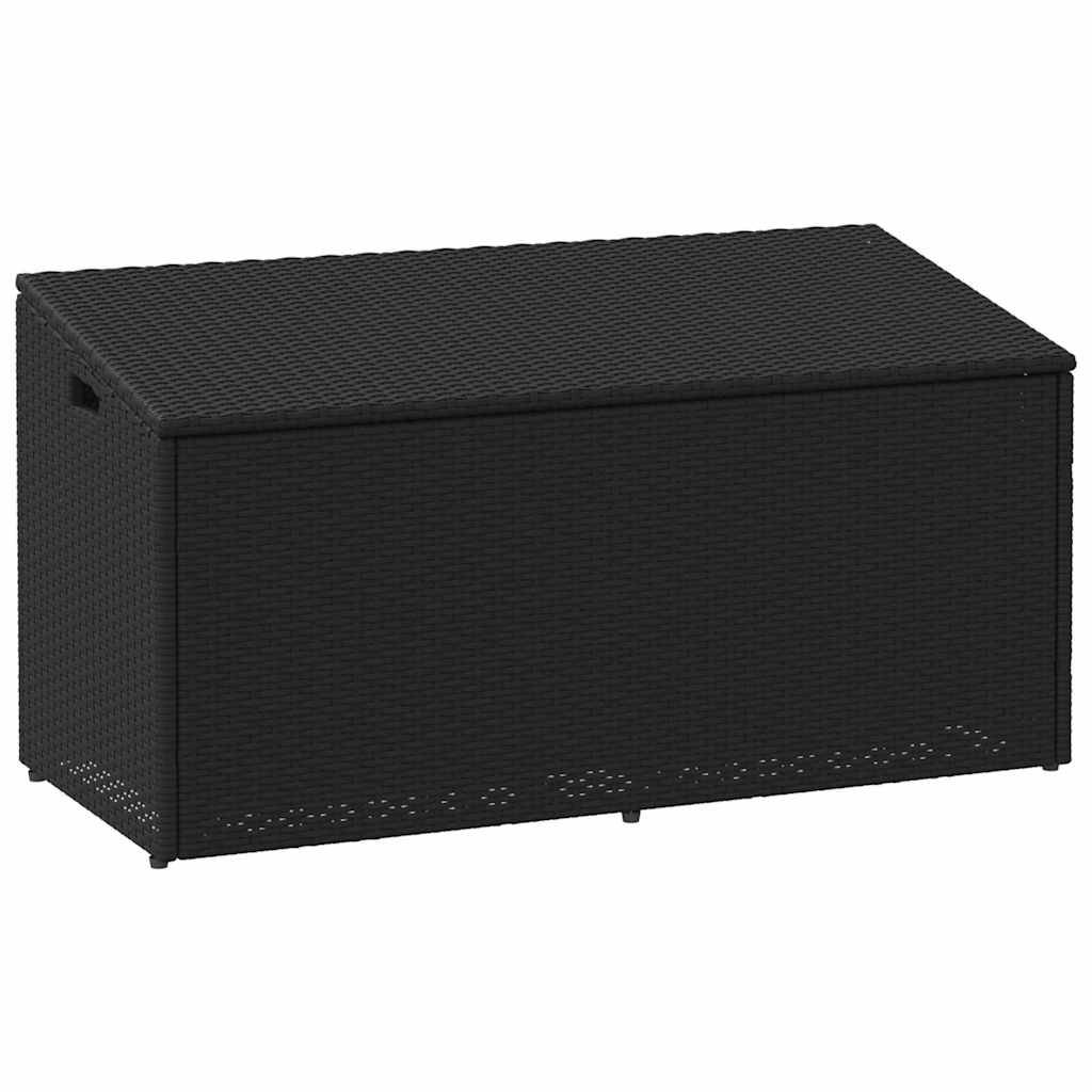 Coffre de Rangement Jardin Résine Tressée Étanche Anti-UV avec Vérin pour Balcon Terrasse Noir 110x50x58 cm – ComfortXL Outdoor Living - Image 1