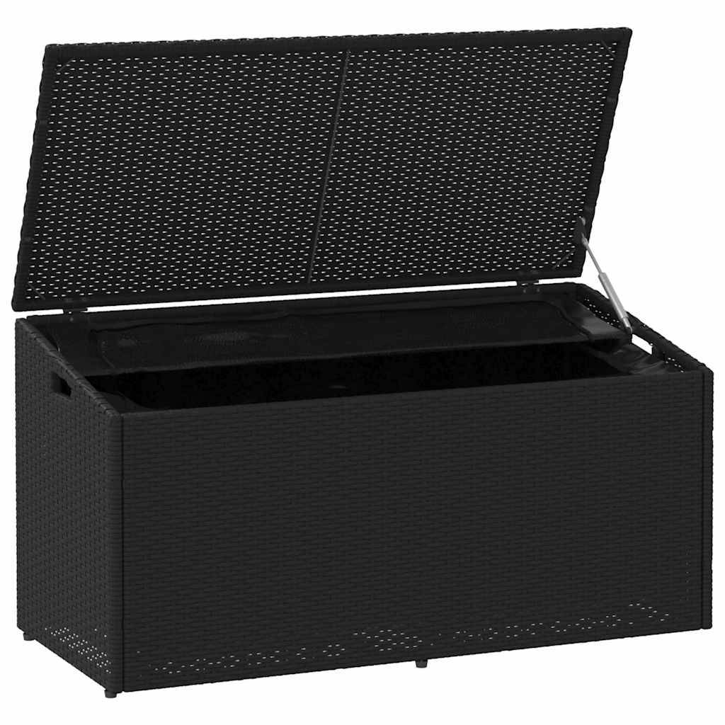 Coffre de Rangement Jardin Résine Tressée Étanche Anti-UV avec Vérin pour Balcon Terrasse Noir 110x50x58 cm – ComfortXL Outdoor Living - Image 4