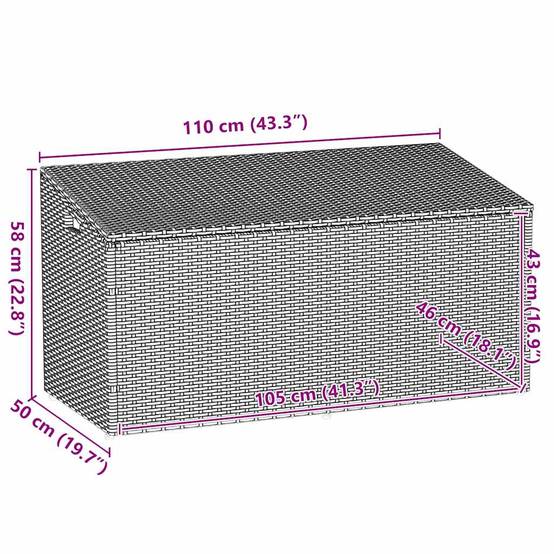 Coffre de Rangement Jardin Résine Tressée Étanche Anti-UV avec Vérin pour Balcon Terrasse Noir 110x50x58 cm – ComfortXL Outdoor Living - Image 5