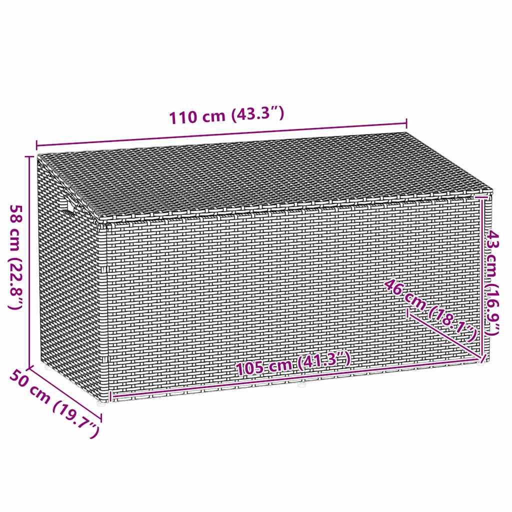 Coffre de Rangement Jardin Résine Tressée Étanche Anti-UV avec Vérin pour Balcon Terrasse Noir 110x50x58 cm – ComfortXL Outdoor Living - Image 5