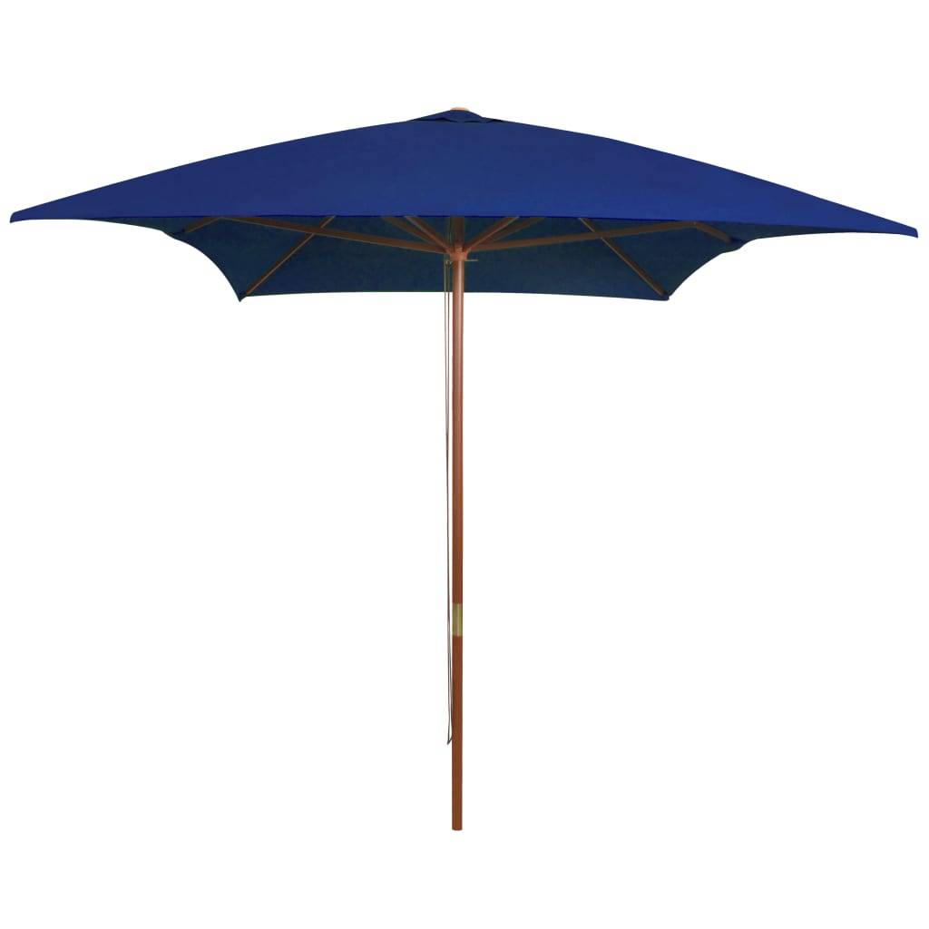 Helloshop26 - Parasol d'extérieur avec mât en bois 200 x 300 cm bleu - Image 1