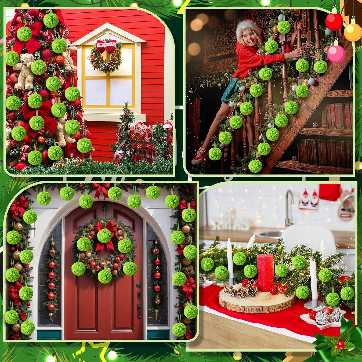 16 boules de pompon en fausse fourrure de Noël, boule moelleuse, ornements à suspendre pour arbre de Noël, boule en peluche pour costume de Noël - Image 6