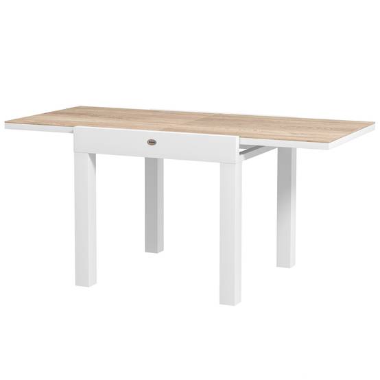 Table à manger de jardin extensible pour 6 personnes avec plateau rectangulaire, cadre en aluminium, 60x80x75cm - Image 2