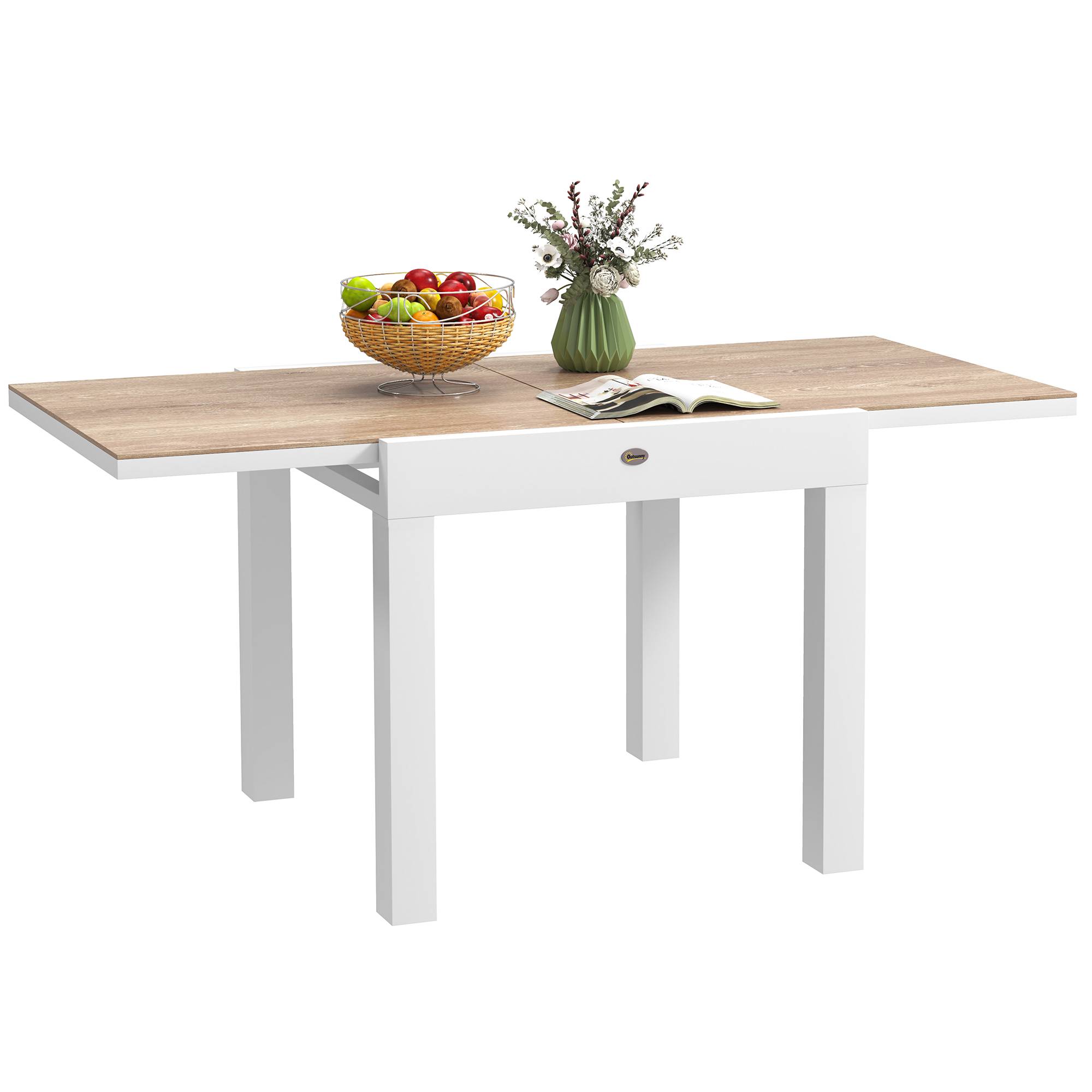 Table à manger de jardin extensible pour 6 personnes avec plateau rectangulaire, cadre en aluminium, 60x80x75cm - Image 1