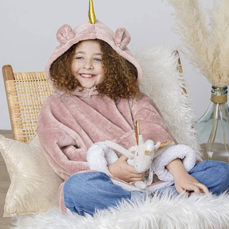 Sweat plaid à capuche licorne rose enfant Atmosphera - Image 2