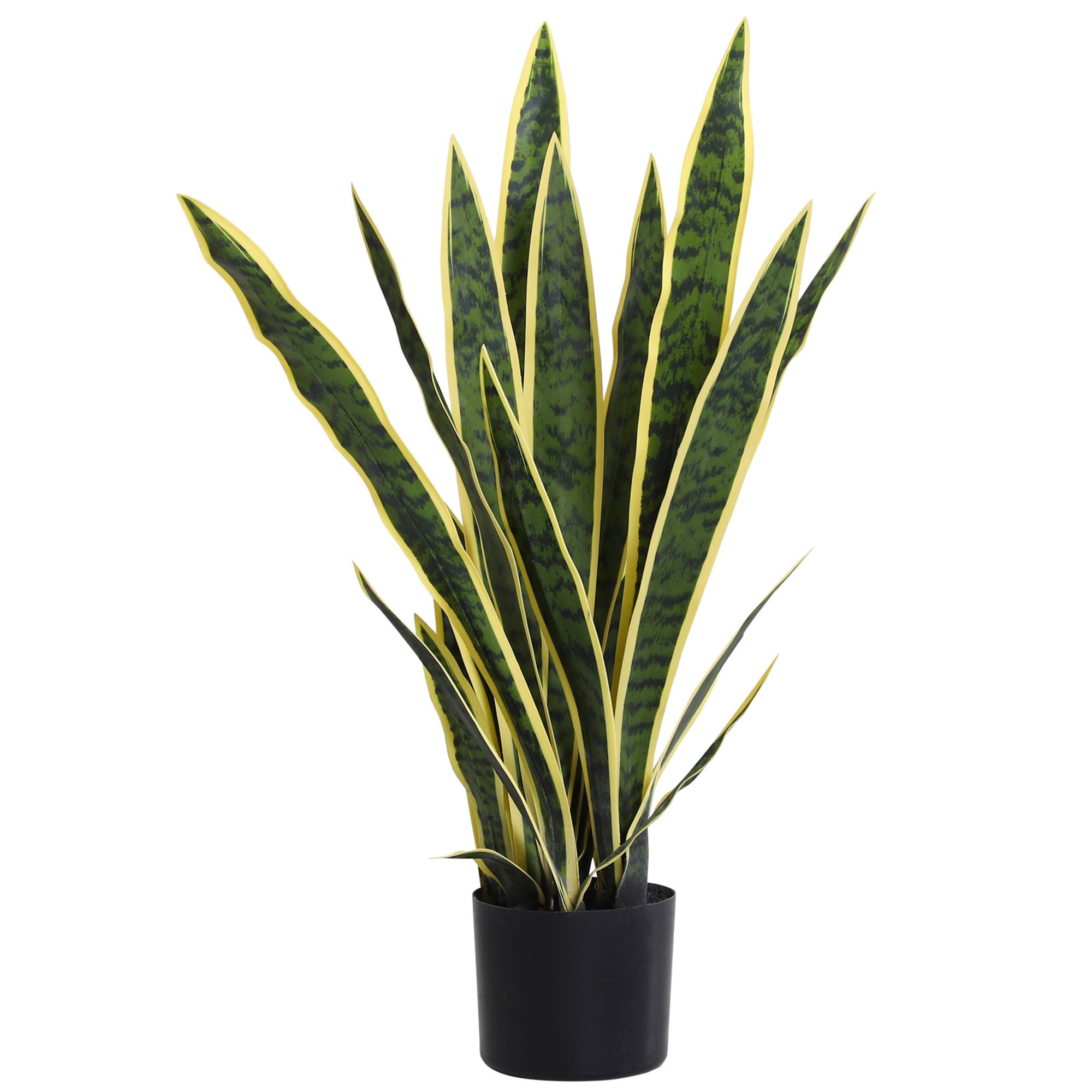Sansevieria artificielle plante factice réaliste pot Ø15x80 cm verte jaune - Image 1